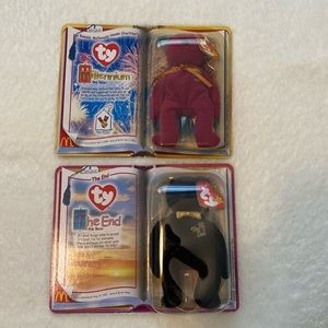 NWT Teenie Beanie Babies Millenium and The End Bears